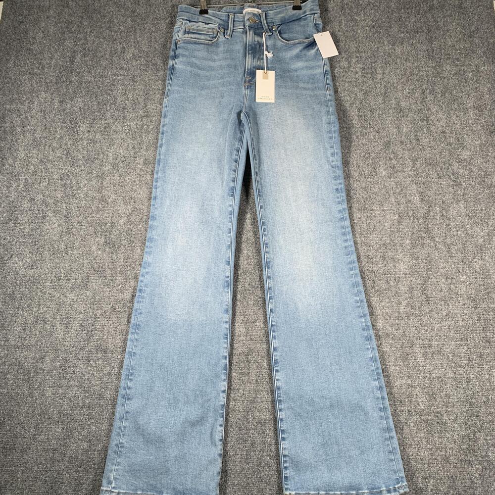 Good American Jeans Womens 6 Blue Light Wash High Rise Wide Leg Stretch Denim